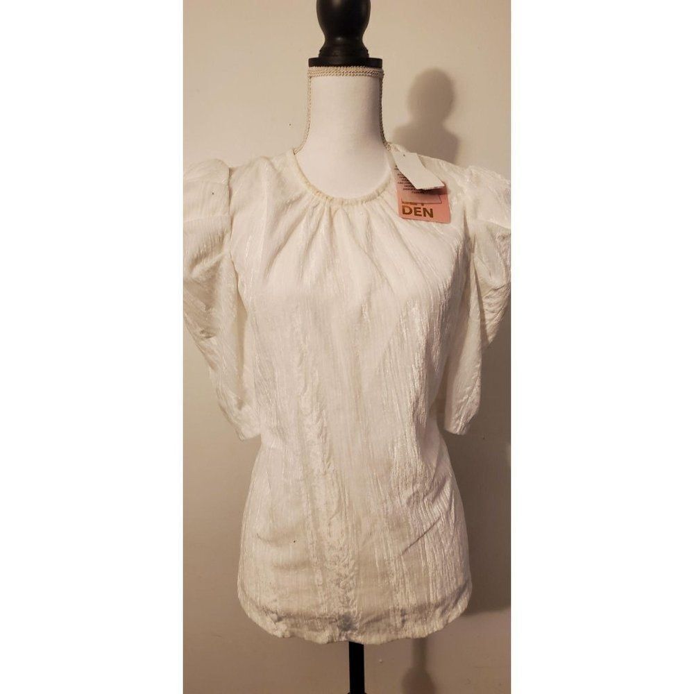 Leyden Short Puff Sleeve Blouse  L Ivory
